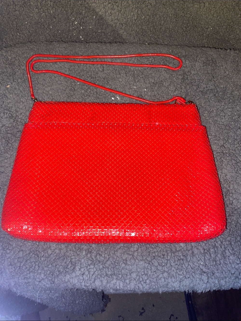 Red Metal Links Wristlet Clutch with Slim Strap
